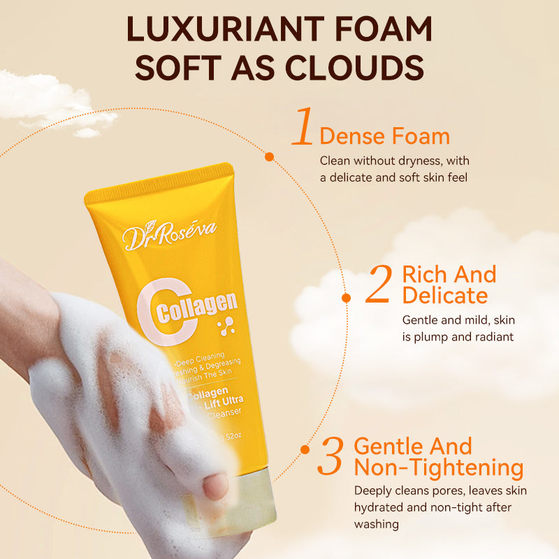 DR.ROSEVA Collagen Gently Deep Cleansing Cleanser Face Wash With Hydrolyzed Collagen Deep Cleansing Repair Acne Brightening