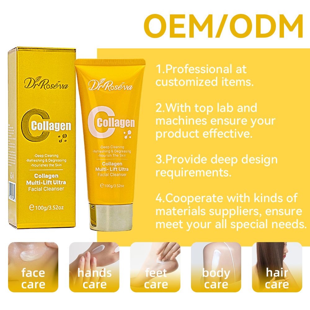 DR.ROSEVA Collagen Gently Deep Cleansing Cleanser Face Wash With Hydrolyzed Collagen Deep Cleansing Repair Acne Brightening